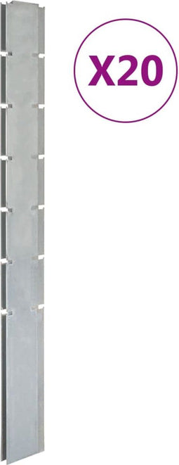 vidaXL - Schuttingpalen - 20 - st - 180 - cm gegalvaniseerd - staal - zilverkleurig