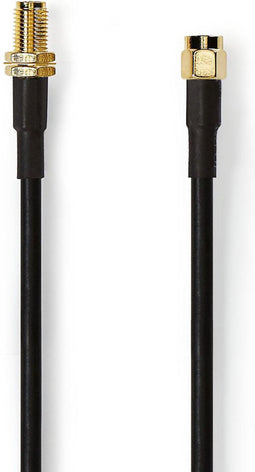 Nedis Antennekabel - SMA Male - SMA Female - Verguld - 50 Ohm - Dubbel Afgeschermd - 15.0 m - Rond - PVC - Zwart - Polybag