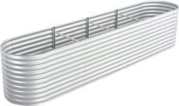 vidaXL - Plantenbak - verhoogd - 400x80x81 - cm - gegalvaniseerd - staal - zilver