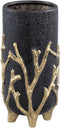 PTMD Quin Black Ceramic Pot Gold Branches Base High S