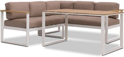 The Outsider Dining Loungeset Aluminium & Acaciahout Melton Wit & Taupe