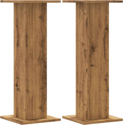 vidaXL - Speakerstandaards - 2 - st - 30x30x80 - cm - hout - artisanaal - eikenkleurig
