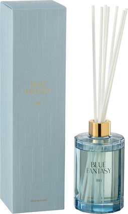 J-Line geurolie + stokjes Blue Fantasy - glas - blauw