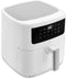 MEDION P10 XL Airfryer (6,8 liter XXL heteluchtfriteuse, 2.150 watt, twee roestvrijstalen verwarmingselementen, schudalarm, 9 automatische programma's, touch bedieningspaneel, LED-display) wit