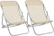 vidaXL - Strandstoelen - 2 - st - textileen - en - gepoedercoat - staal - crèmekleurig