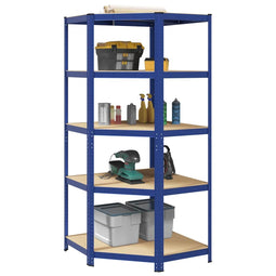 Hoekrek 5-laags staal en bewerkt hout blauw