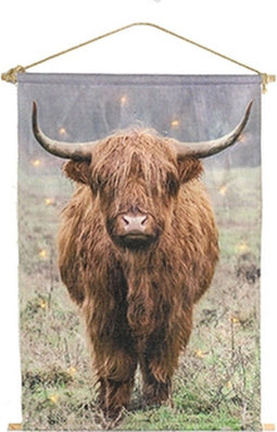 Countryfield - wanddoek - Schotse Hooglander - LED - - S - 40x 60 cm