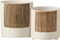 J-Line bloempot Ibiza Rond - keramiek - wit/bruin - large - Ø 14.5 cm