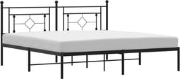 vidaXL - Bedframe - met - hoofdbord - metaal - zwart - 180x200 - cm
