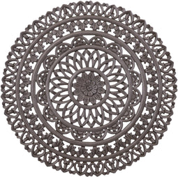 PTMD Farris Brown Round Mdf Wall Panel Carved S