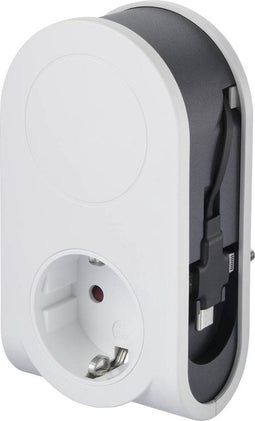 Sygonix SY-4547666 Tussenstekker Met USB 2-polig Wit, Zwart