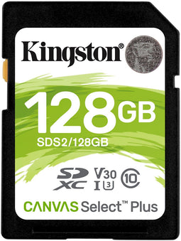 Kingston Canvas Select Plus - SDXC Geheugenkaart 128GB - 100MB/s Lezen 85MB/s Schrijven - Zwart