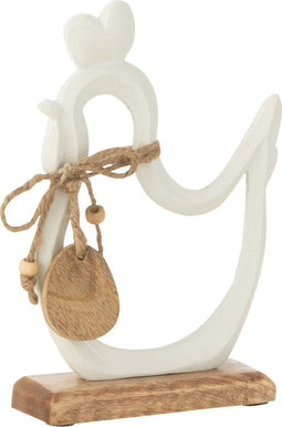 J-Line figuur Kip + Ei - aluminium - wit - small