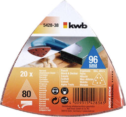 Kwb 542838 - Schuurpapier - 20 vel 93 mm korrel 80 voor hout en metaal met klittenbandhechting (20 stuks)