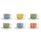 Set van 6 kopjes met schotel Home ESPRIT Geel Blauw Groen Koraal Porselein 240 ml