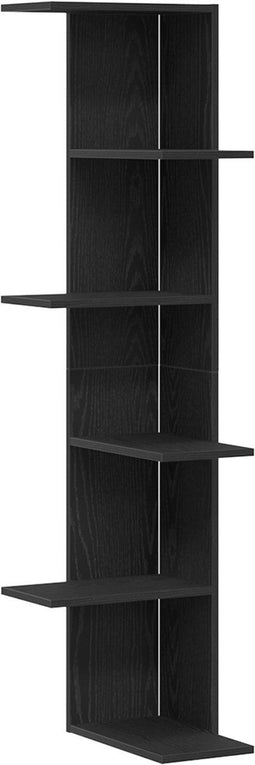 vidaXL - Wandhoekplank - Zwart - Eiken - 36,5x36,5x140 - cm - Bewerkt - Hout