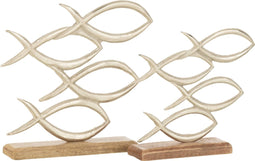 J-Line decoratie Vissen Op Voet - aluminium - zilver - large