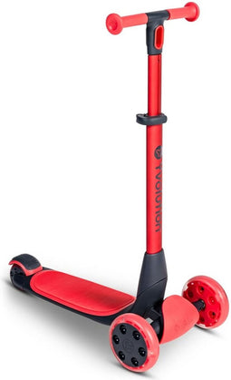 Yvolution Y Glider Nua | Three Wheel Foldable Kick Scooter for Kids with Storage Accessory for Children Ages 3+ Years Red