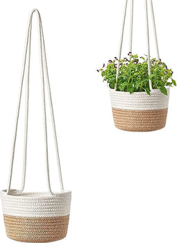 Stijlvolle Hangende Plantenmand - Premium Katoen, Handgeweven voor Huis & Tuin