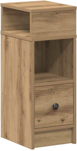 vidaXL - Nachtkastje - met - lade - 25x31x66 - cm - artisanaal - eikenkleurig