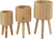 J-Line bloempotten Klassiek - hout - naturel - 3 stuks - Ø 27 cm