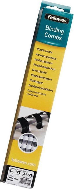 Fellowes bindruggen, doos van 25 stuks, 6 mm, wit