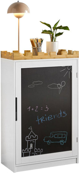 SoBuy KMB43-W - Kindercommode - 3 opbergplanken + schoolbord - Wit
