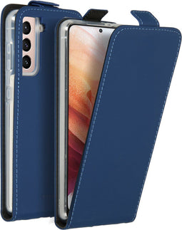 Accezz Hoesje Geschikt voor Samsung Galaxy S21 Hoesje Met Pasjeshouder - Accezz Flipcase - Donkerblauw