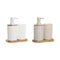 Badset DKD Home Decor Wit Beige Bamboe polyestyreen 16 x 9 x 18 cm 3 Onderdelen (2 Stuks)