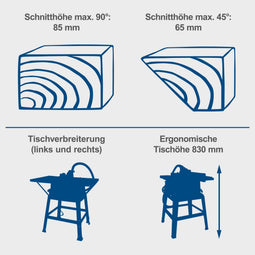 Scheppach HS100S - Zaagtafel - 2000W - Ø250mm - Uitschuifbaar werkblad - Hoogte en hoek verstelbaar - 2x zaagbladen (24T en 48T)