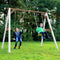 AXI 4-in-1 SportsFun in Wit/Bruin - 4-in-1 Frame voor schommel, voetbal, volleybal en tennis - Schommelframe met net voor diverse sporten - FSC hout