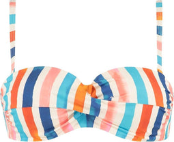 Cyell Felicidade - Bikinitop Bandeau Voorgevormd met Beugel - Maat 36D - Wit/Blauw/Oranje