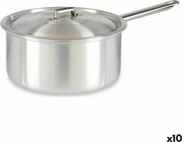 Sauspan met deksel Zilverkleurig Aluminium 4 L 24,5 x 12 x 41 cm (10 Stuks)