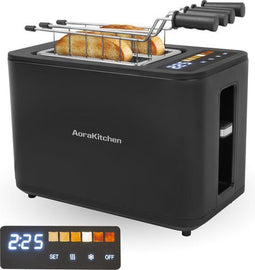 AoraKitchen Broodrooster - 6 Warmteniveaus Tostiklemmen - Zwart