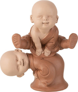 J-Line figuur Monnik Springend - polyresin - bruin