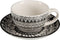 J-Line koffietas + schoteltje Monochroom Boho - keramiek - zwart/wit - 4 stuks