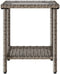 vidaXL - Tuinbank - met - tafel - en - kussens - L-vormig - poly - rattan - grijs