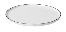 Broste Copenhagen Salt Dinerbord - Set van 4 - Ø28 cm - Wit Steengoed - Handbeschilderde Zwarte (set van 4)