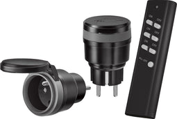 KlikAanKlikUit - Draadloze stekkerschakelaar - 3500W spatwaterdicht met afstandsbediening - Zwart (2 stuks)