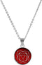 CO88 Collection Chakra 8CN 26006 Stalen Collier met Hanger - Glazen Root Chakra Ø 15 mm - Lengte 42 + 5 cm - Rood