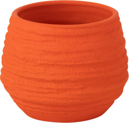 J-Line bloempot Fiesta - keramiek - oranje - small - Ø 14 cm