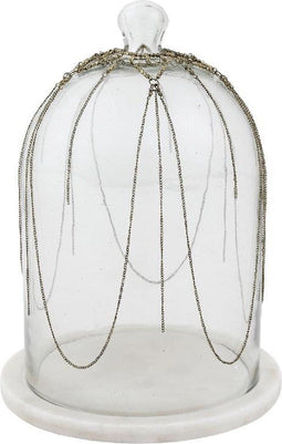 PTMD Selly Stolp met Ketting - 19 x 19 x 30 cm - Glas - Wit