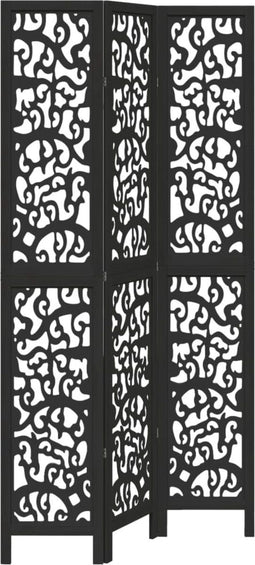 vidaXL - Kamerscherm - met - 3 - panelen - massief - paulowniahout - zwart