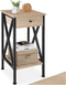 tectake® Bijzettafel Dayton - Bijzettafel met lade en 2 planken - Industrieel design - Lichtbruin - Afmeting (LxBxH) 35 x 35 x 70,5 cm