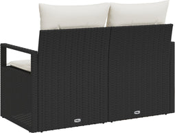 vidaXL - 2-Zits - Ligbed - met - Opslag - & - Kussens - Zwart - Poly - Rattan