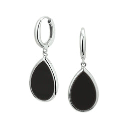 Glams Onyx - Klapoorringen - 925 Zilver - Zwart