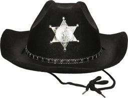 Atosa Carnaval verkleed Cowboy hoed Kentucky - zwart - volwassenen - Western Sheriff thema