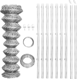 vidaXL - Gaashek - met - palen - 15x0,8 - m - gegalvaniseerd - staal - zilverkleurig