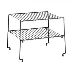 Metaltex - Keukenrek voor borden en kommen - Keuken Organizer - Keukenkast Organizer - Ruimtewinner - Zwart - 32x23x14 cm - 2 stuks