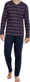 Schiesser Heren Pyjama - Lange Mouwen - V-Hals - Donker Blauw
